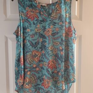 Maurices Floral Sleeveless Blouse - Blue and Orange